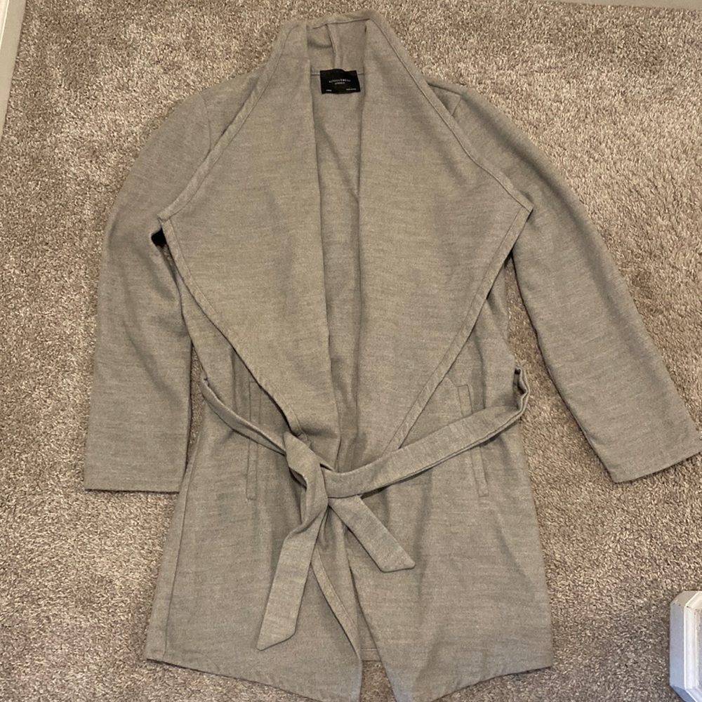 Women’s Felt Drape Front Belted Jacket with pockets